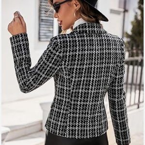 Giorgio Sant’ Angelo Black White Gray Houndstooth Blazer Jacket